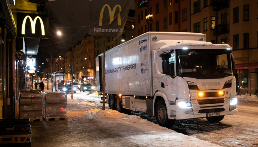 Camion hibrid Scania plug-in HAVI McDonalds Stockholm